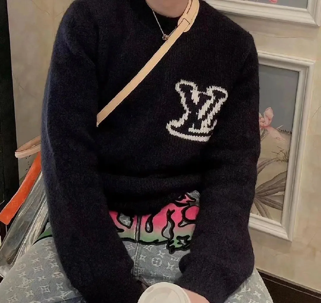 Louis Vuitton front and rear logo jacquard sweater